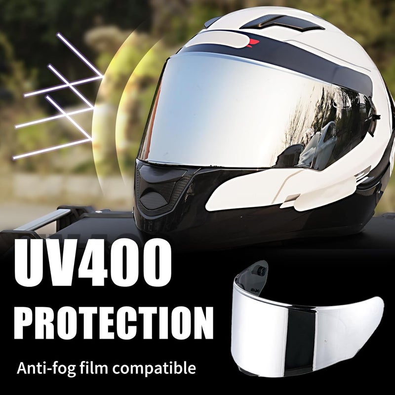 VCOROS Shield For Assault/Rapid/Stream Full Face Shield Compatible with FF800 FF320 FF328 FF353 Street Motorcycle Helmet Visor Replacement (Chrome Silver) - Image 3